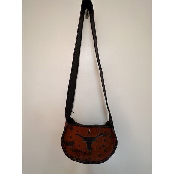 NEW Handmade Dyed Cowhide Leather Cossbody Purse Steer Cow Western Texas Univ - Picture 11 of 14